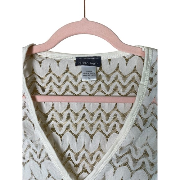 Jordan Taylor women’s Ivory Lace swimsuit V-neck Tunic Cover Up Size large Sheer - Picture 3 of 9